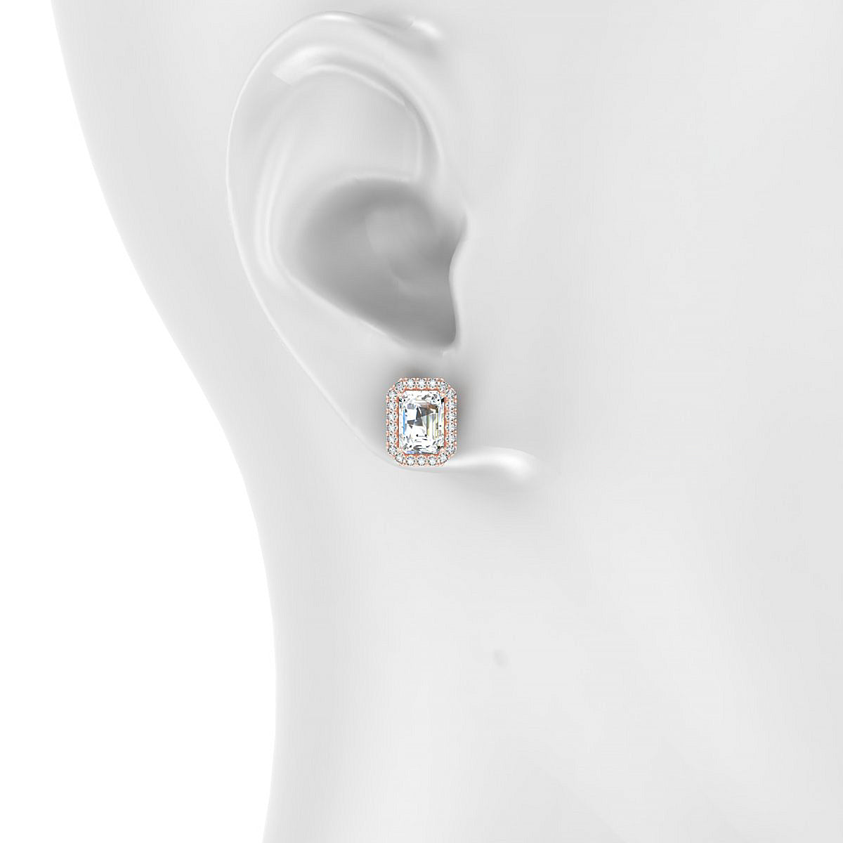 Solar | 18k Rose Gold 7 x 5 mm Emerald Diamond Earrings