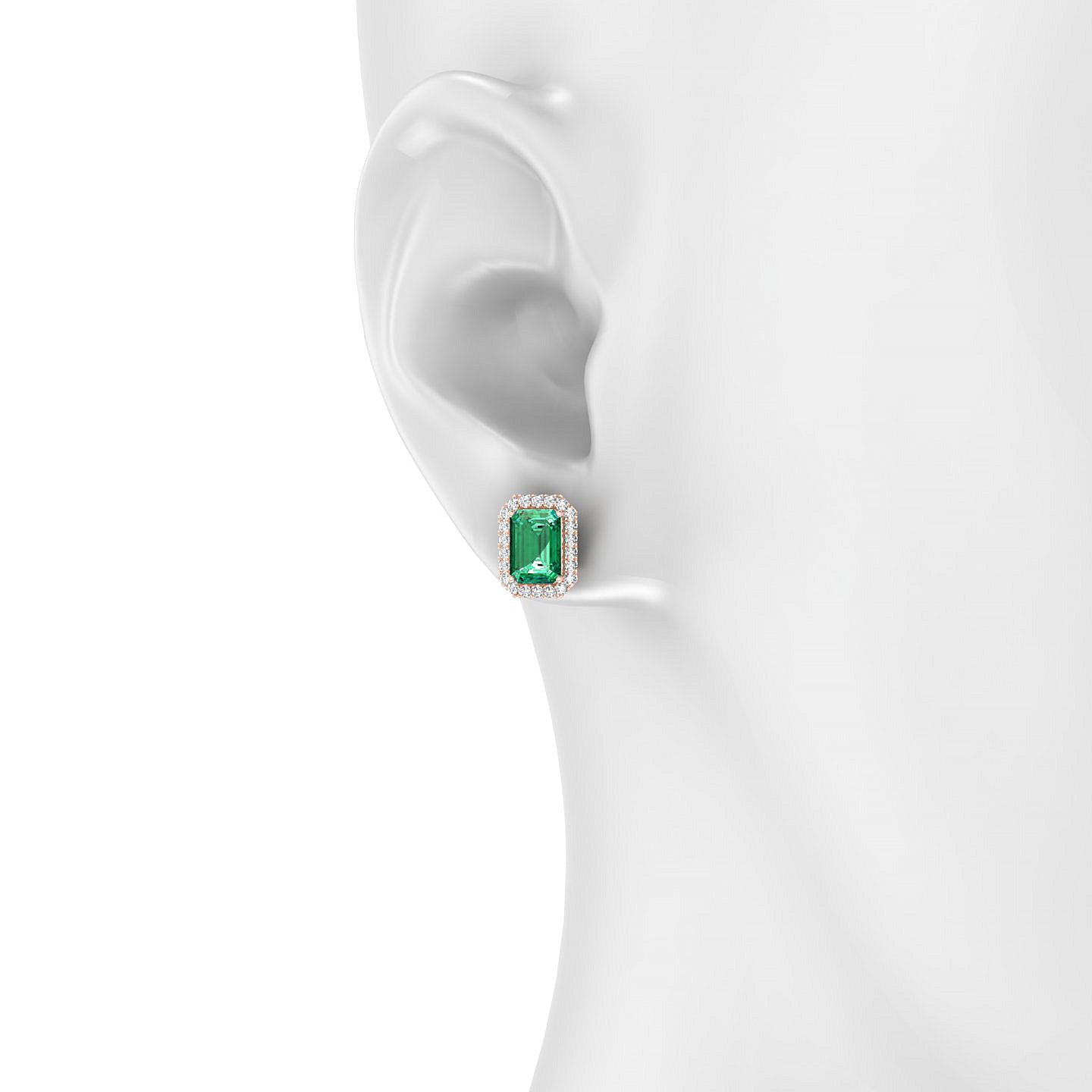 Solar | 18k Rose Gold 7 x 5 mm Emerald Emerald Earrings