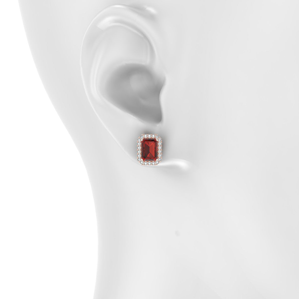 Solar | 18k Rose Gold 7 x 5 mm Emerald Garnet Earrings