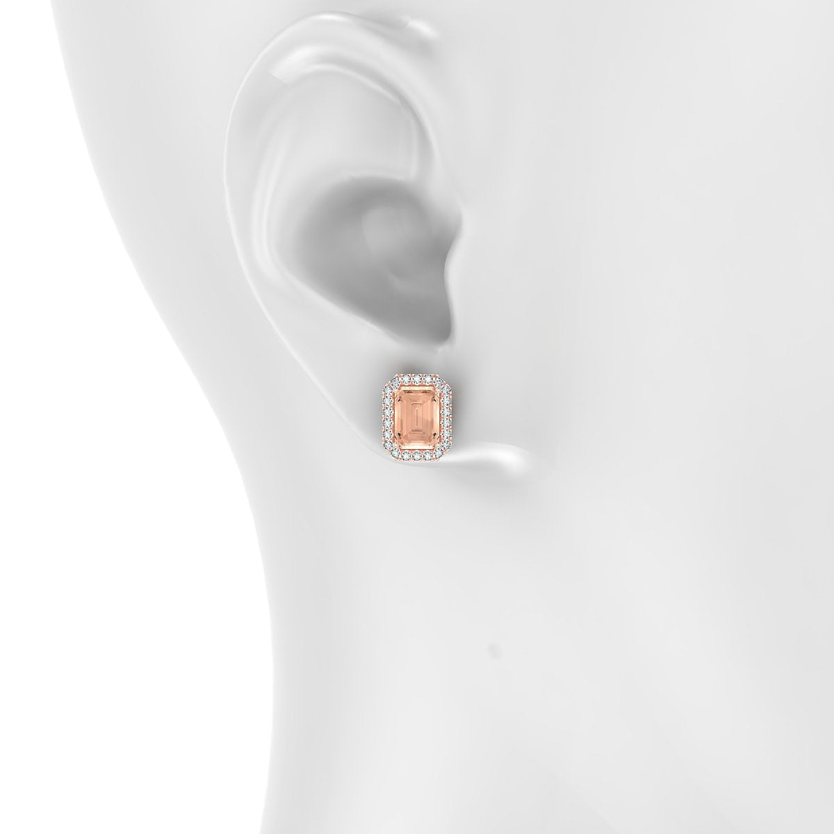 Solar | 18k Rose Gold 7 x 5 mm Emerald Morganite Earrings
