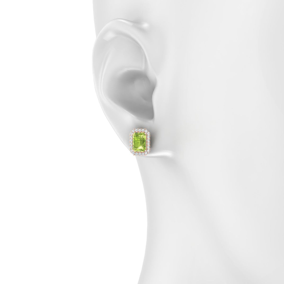 Solar | 18k Rose Gold 7 x 5 mm Emerald Peridot Earrings