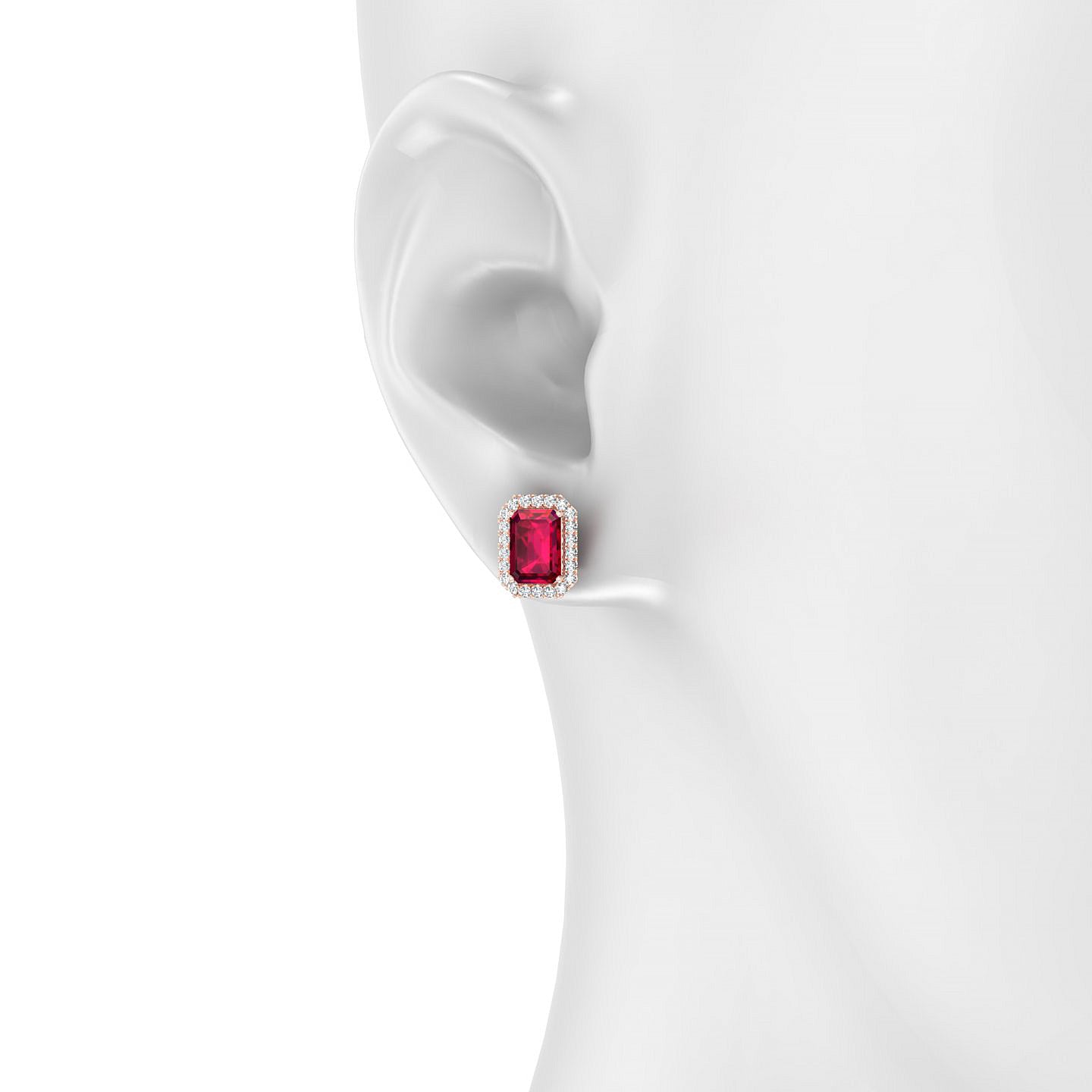 Solar | 18k Rose Gold 7 x 5 mm Emerald Ruby Earrings