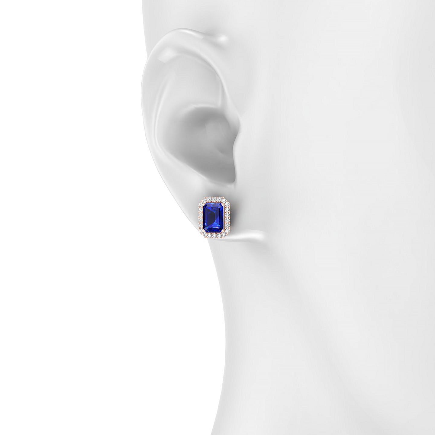 Solar | 18k Rose Gold 7 x 5 mm Emerald Sapphire Earrings