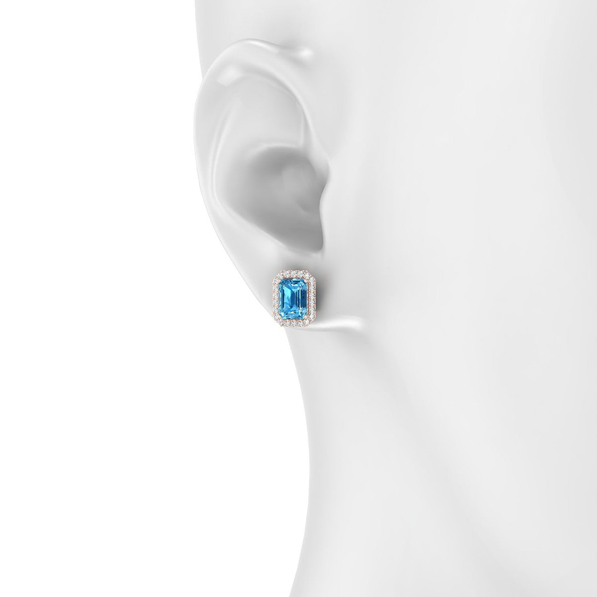 Solar | 18k Rose Gold 7 x 5 mm Emerald Topaz Earrings