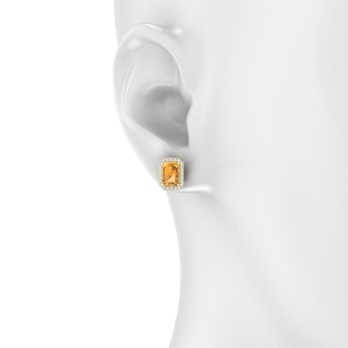Solar | 18k Yellow Gold 7 x 5 mm Emerald Citrine Earrings