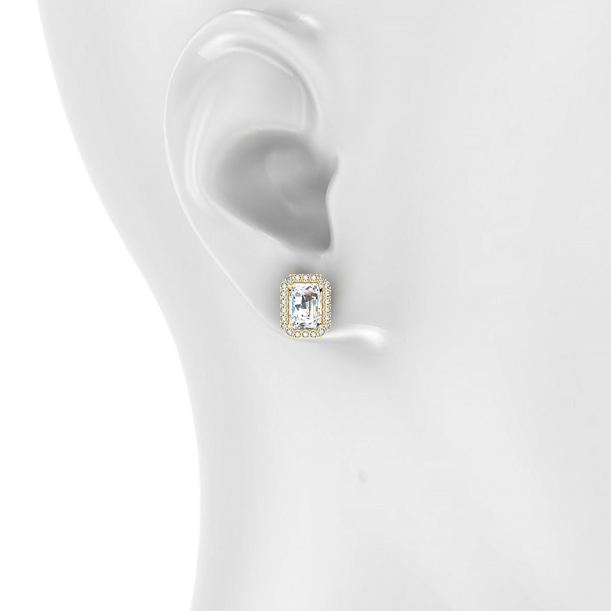 Solar | 18k Yellow Gold 7 x 5 mm Emerald Diamond Earrings