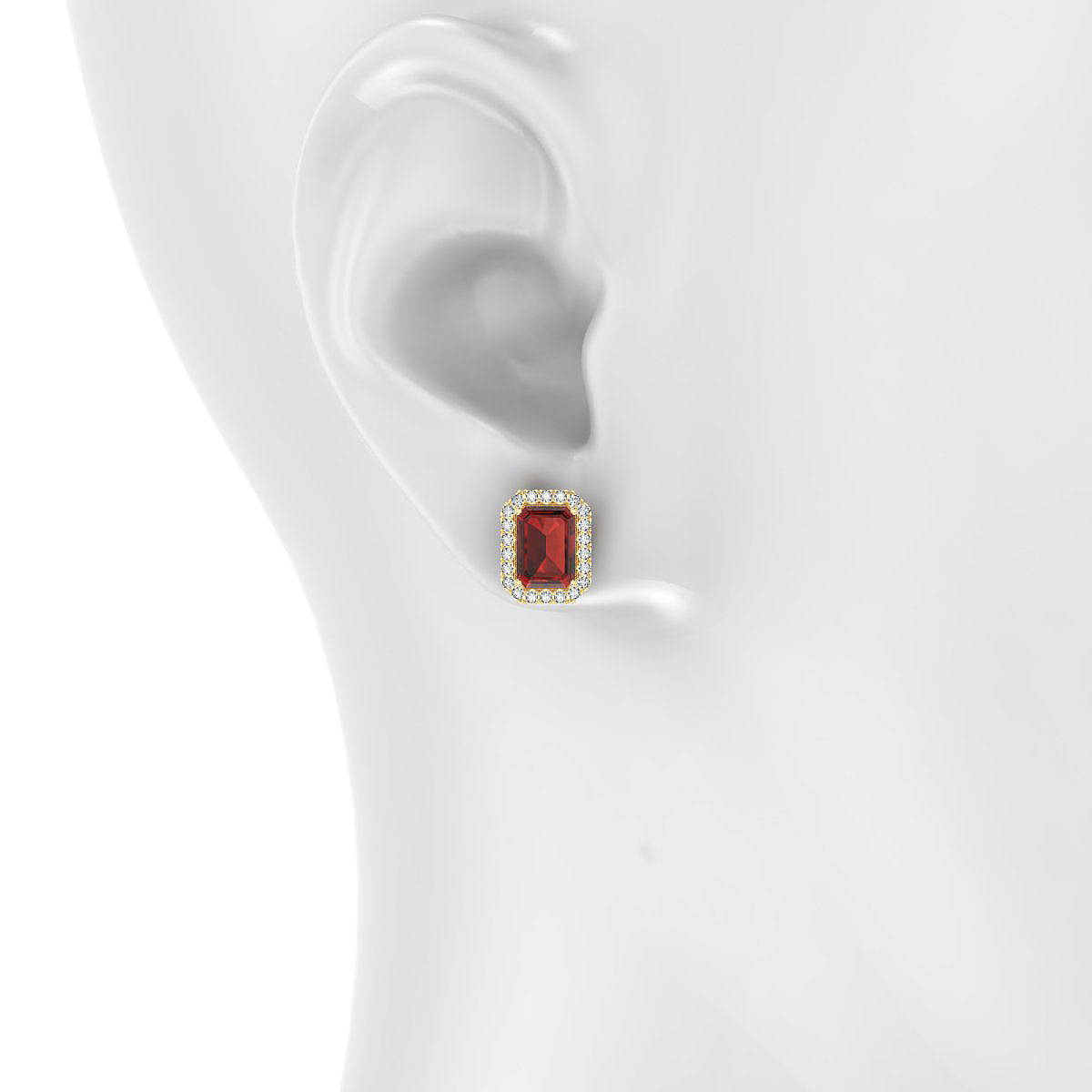 Solar | 18k Yellow Gold 7 x 5 mm Emerald Garnet Earrings
