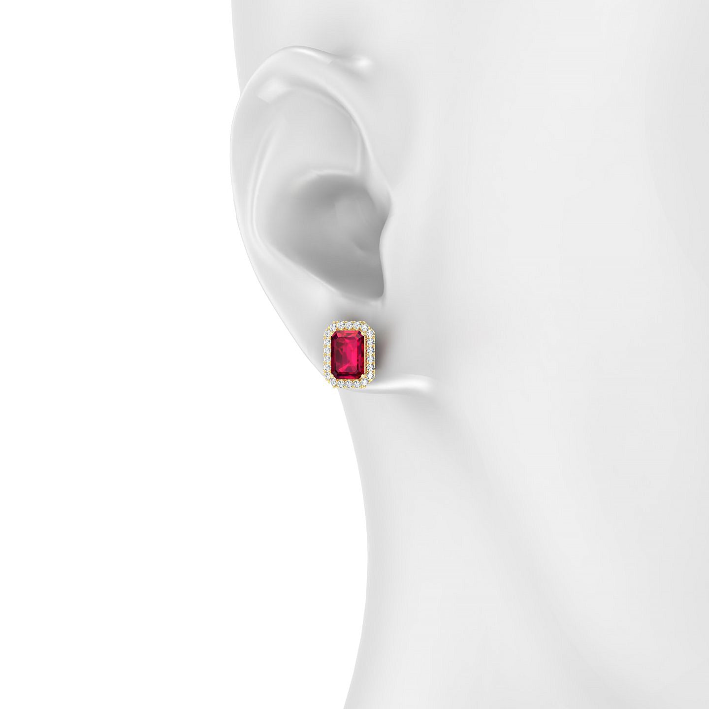Solar | 18k Yellow Gold 7 x 5 mm Emerald Ruby Earrings