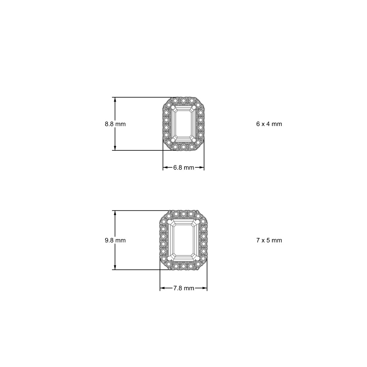 Solar | 18k Rose Gold 7 x 5 mm Emerald Diamond Earrings