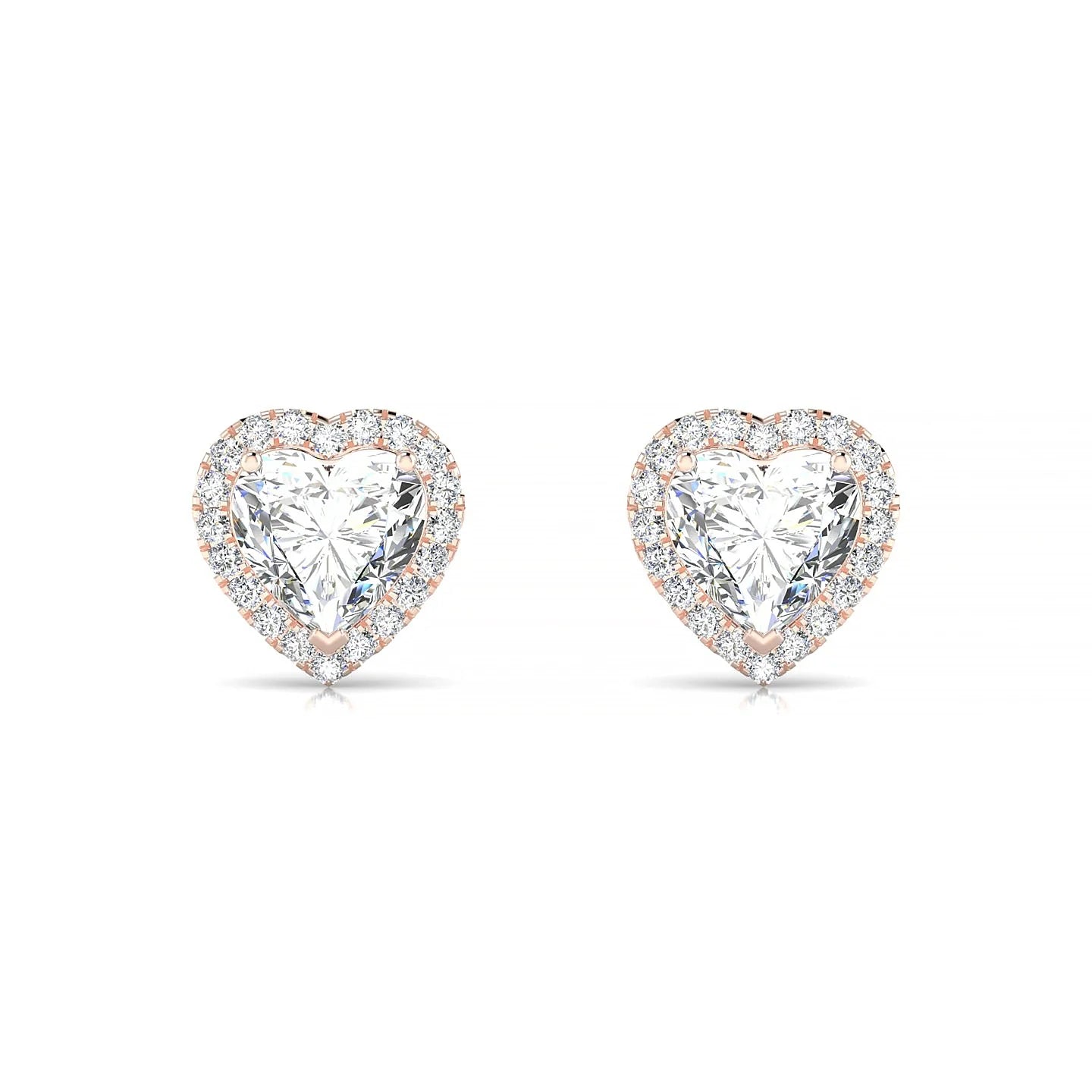Solar | 18k Rose Gold 5.5 mm Heart Diamond Earrings