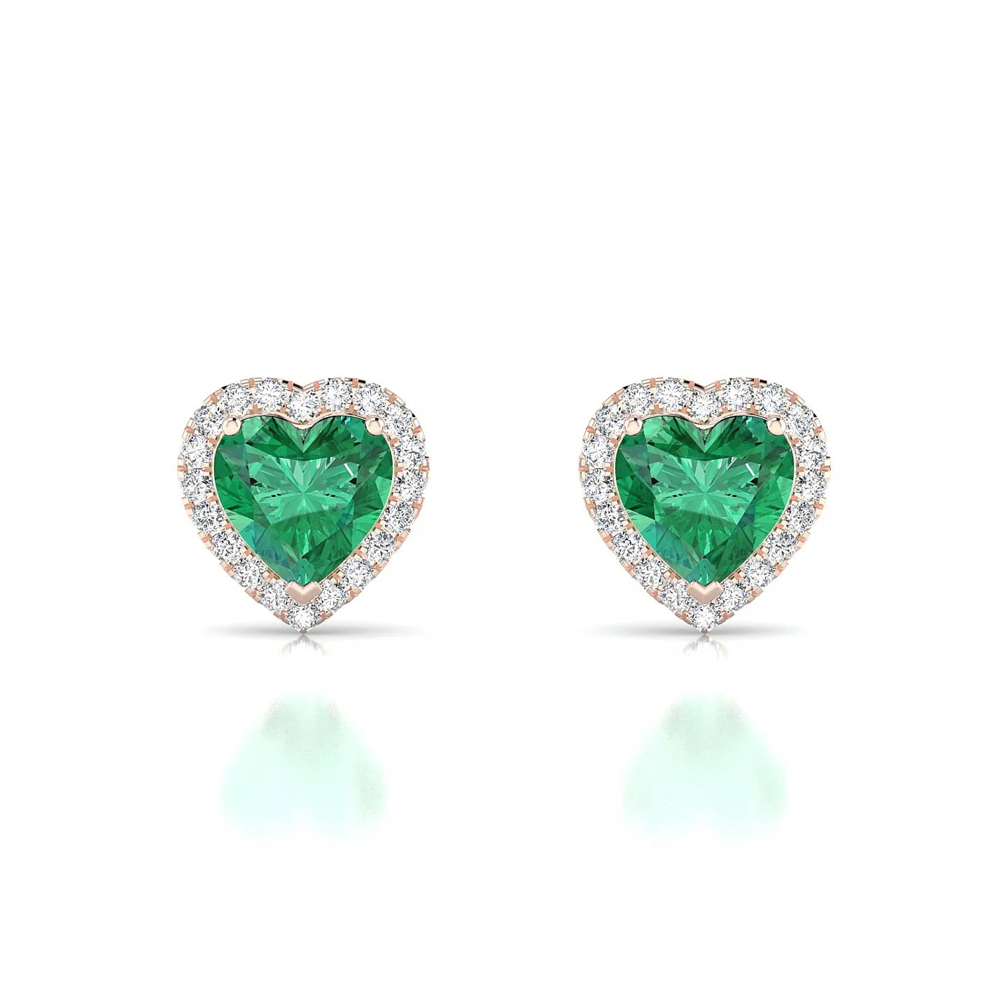 Solar | 18k Rose Gold 5.5 mm Heart Emerald Earrings