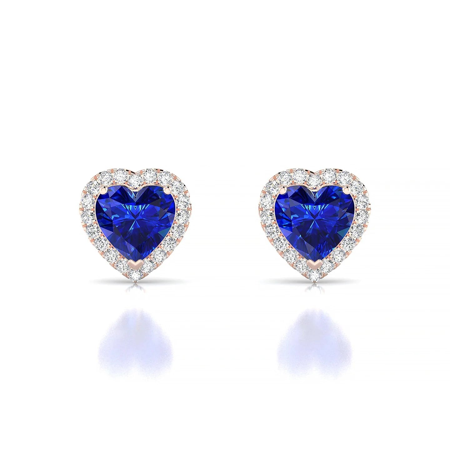 Solar | 18k Rose Gold 5.5 mm Heart Sapphire Earrings