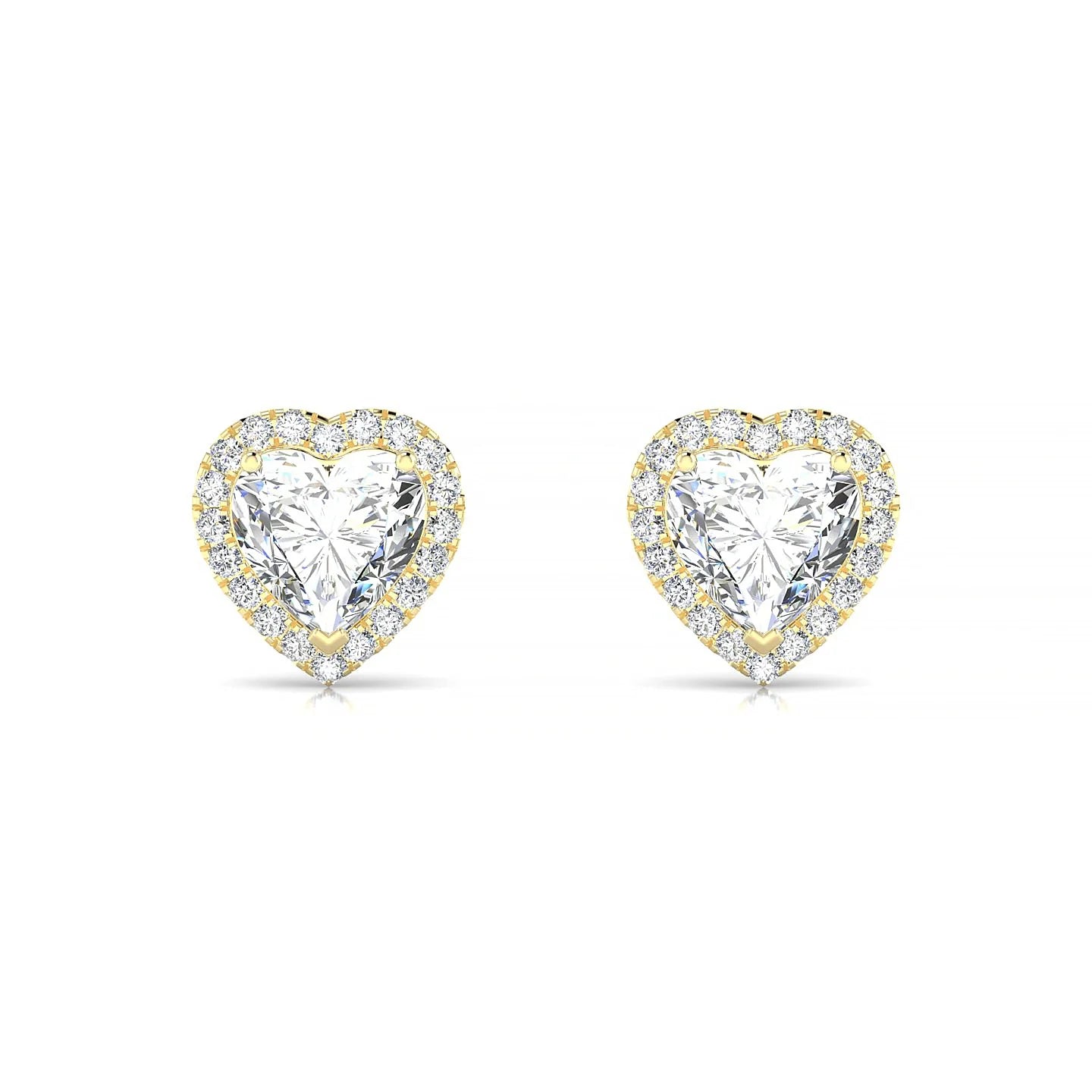 Solar | 18k Yellow Gold 5.5 mm Heart Diamond Earrings