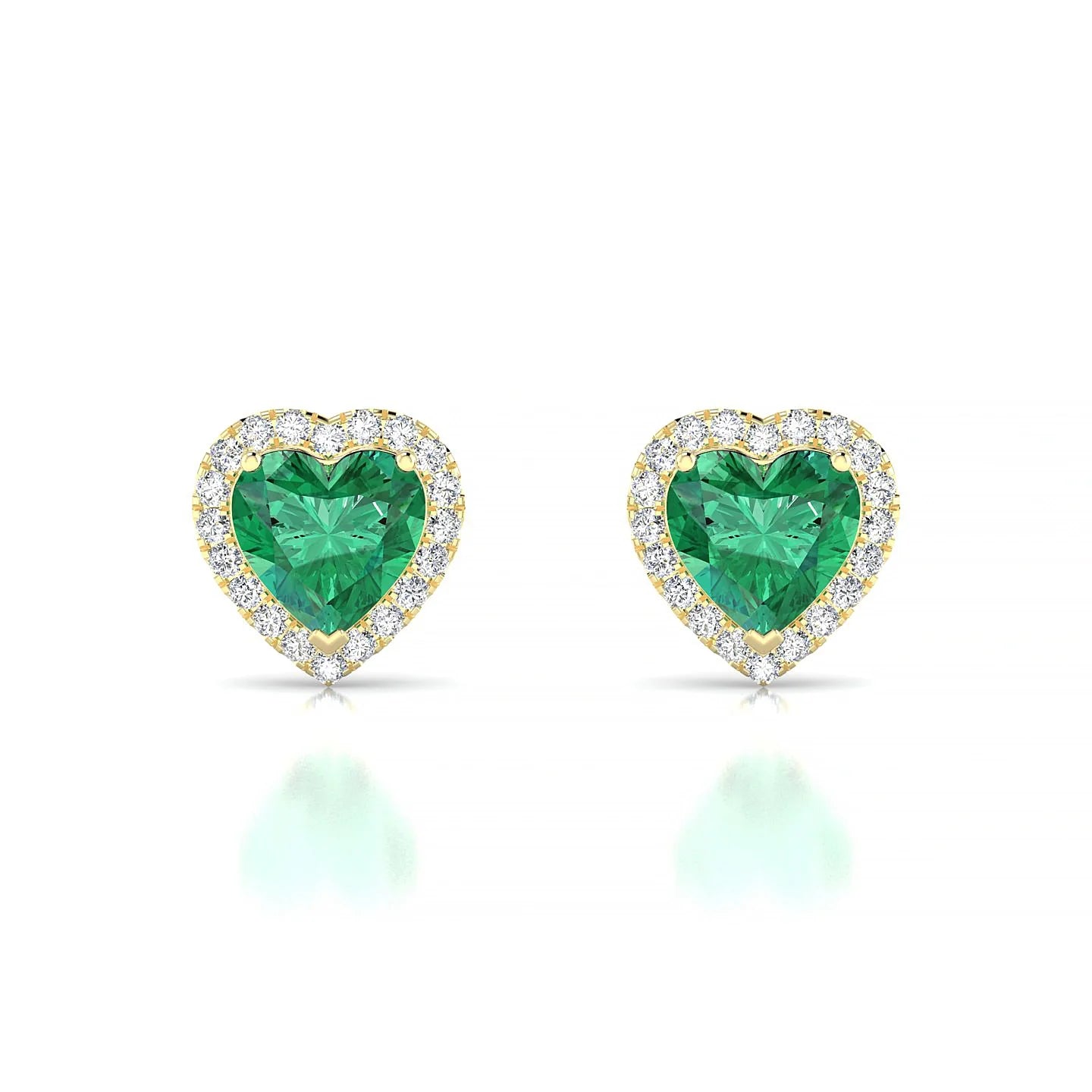 Solar | 18k Yellow Gold 5.5 mm Heart Emerald Earrings