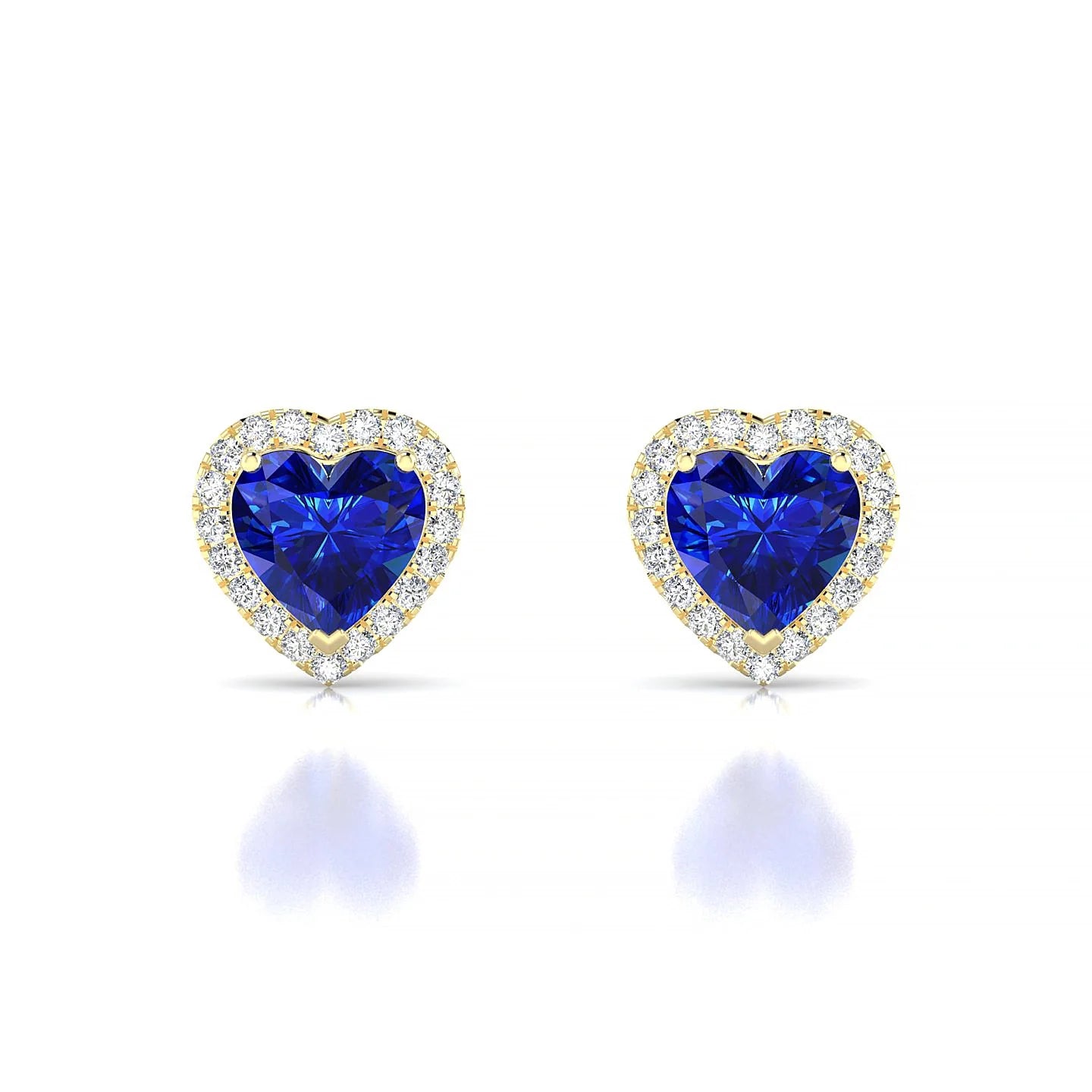 Solar | 18k Yellow Gold 5.5 mm Heart Sapphire Earrings