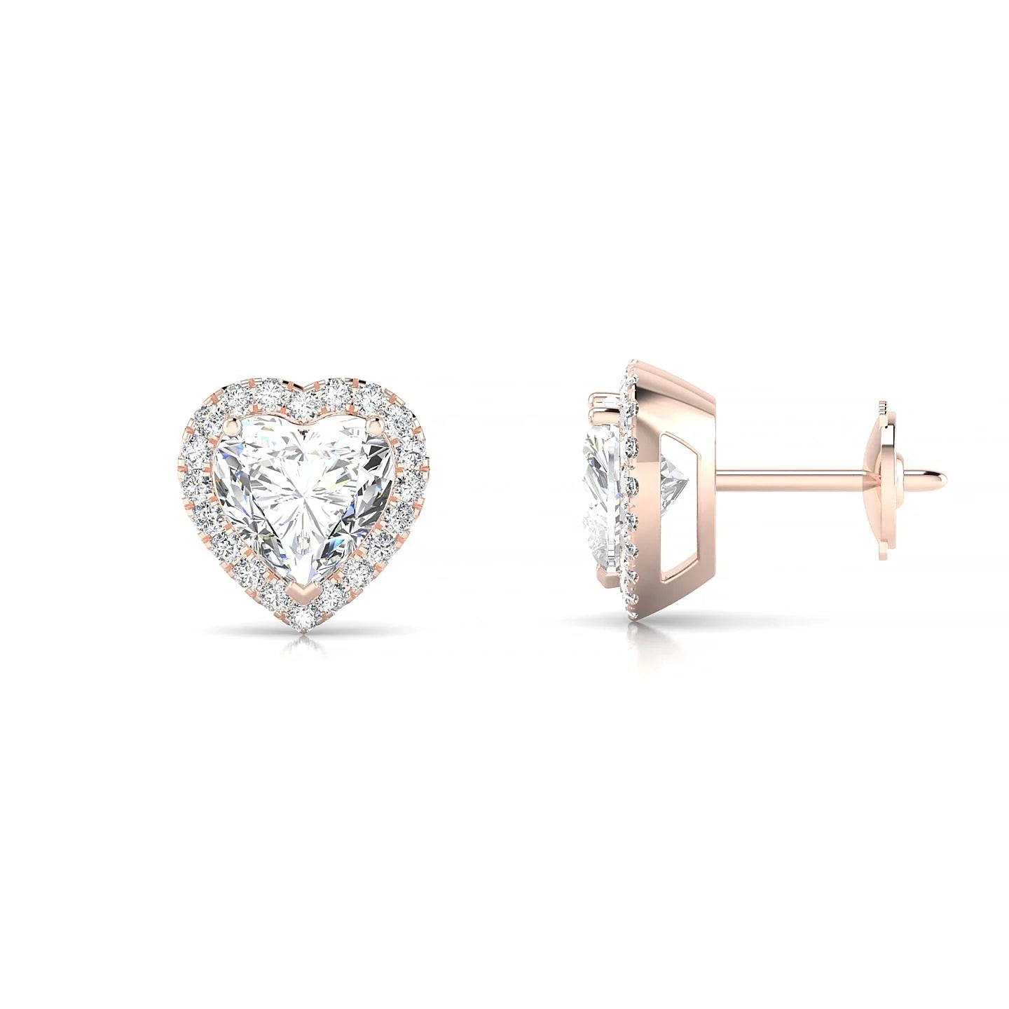 Solar | 18k Rose Gold 5.5 mm Heart Diamond Earrings