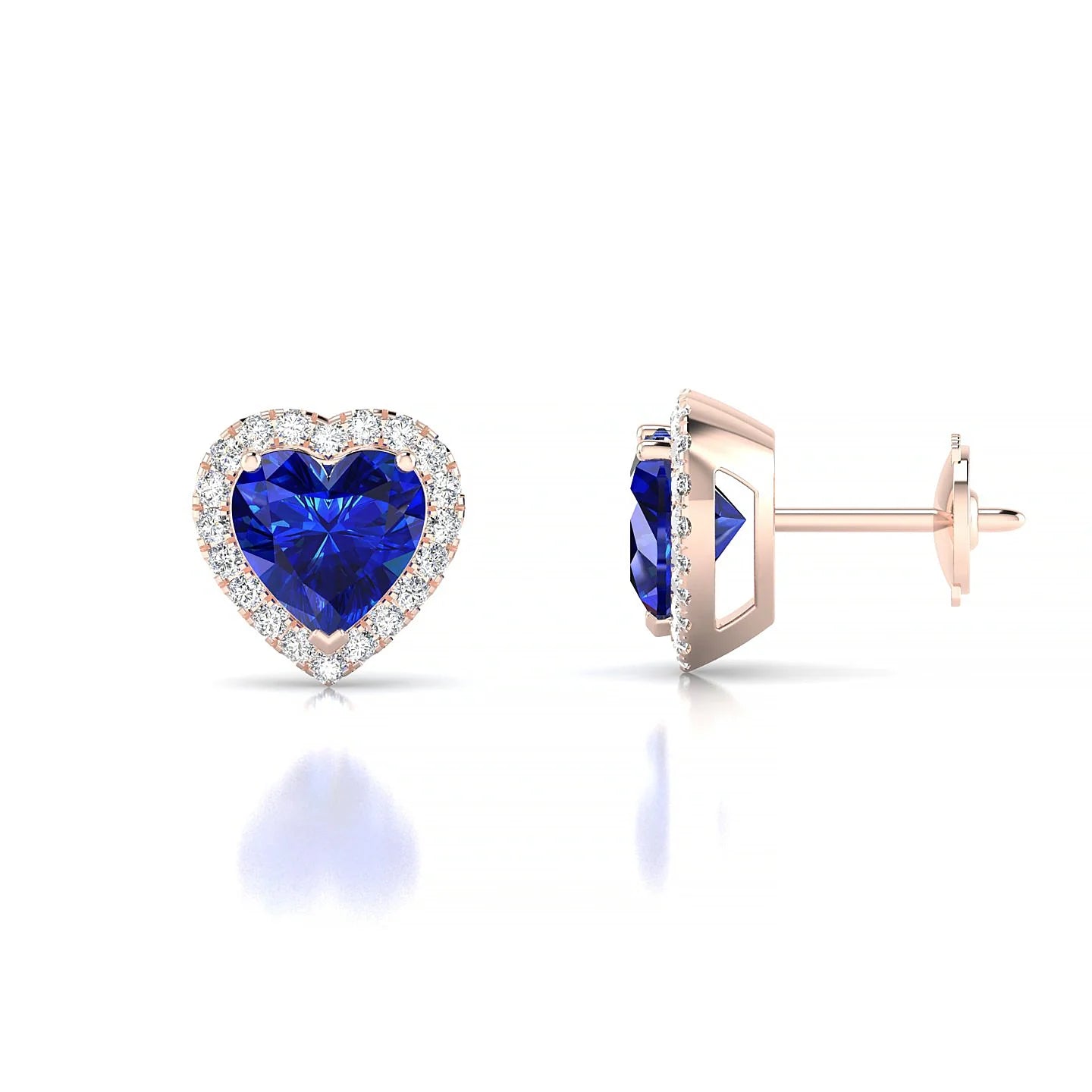 Solar | 18k Rose Gold 5.5 mm Heart Sapphire Earrings