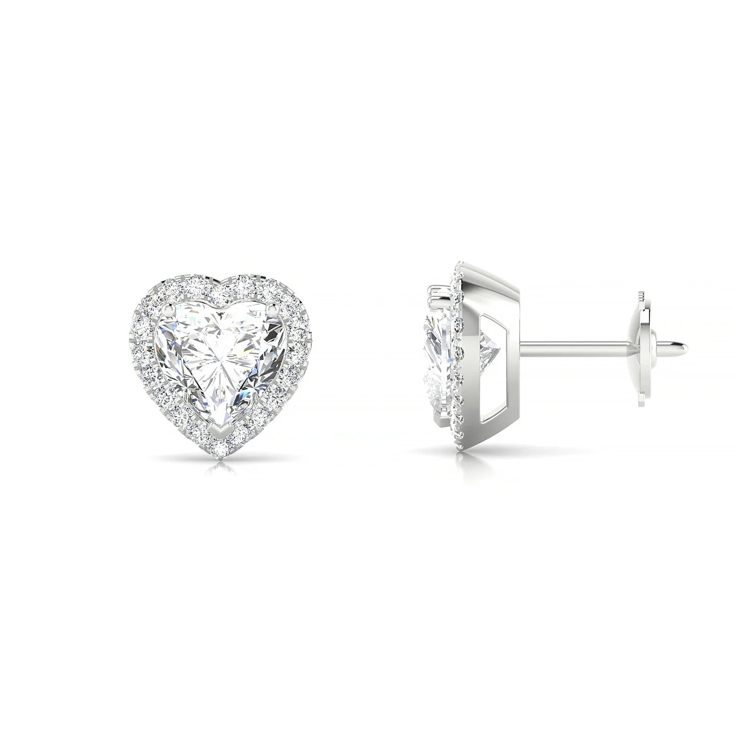 Solar | 18k White Gold 5.5 mm Heart Diamond Earrings