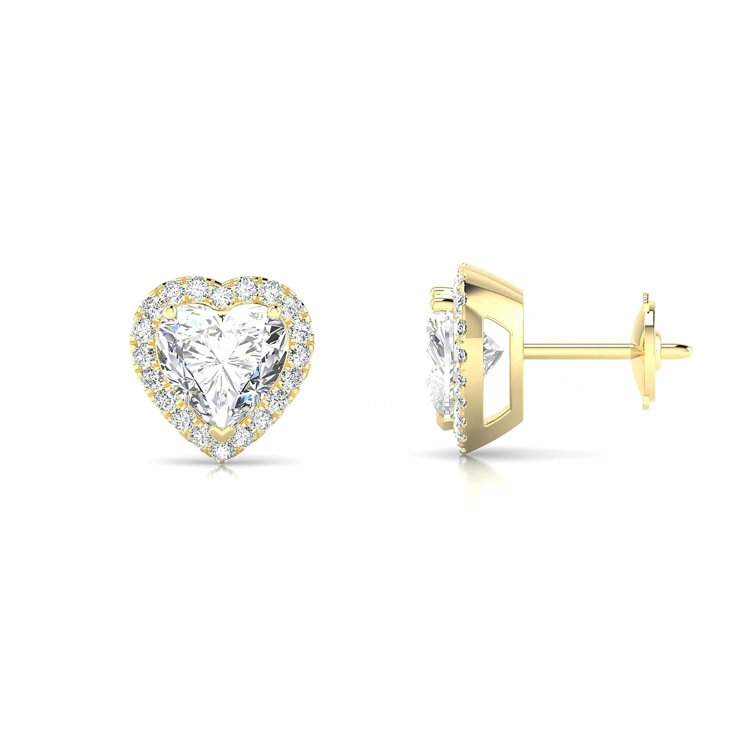 Solar | 18k Yellow Gold 5.5 mm Heart Diamond Earrings