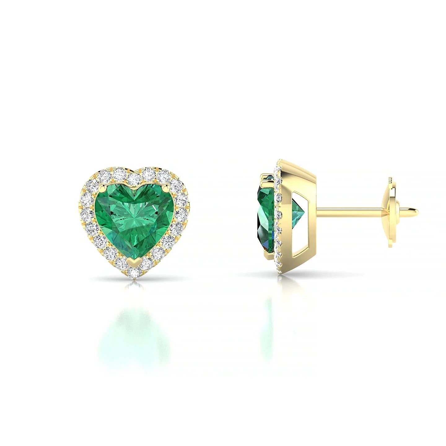 Solar | 18k Yellow Gold 5.5 mm Heart Emerald Earrings