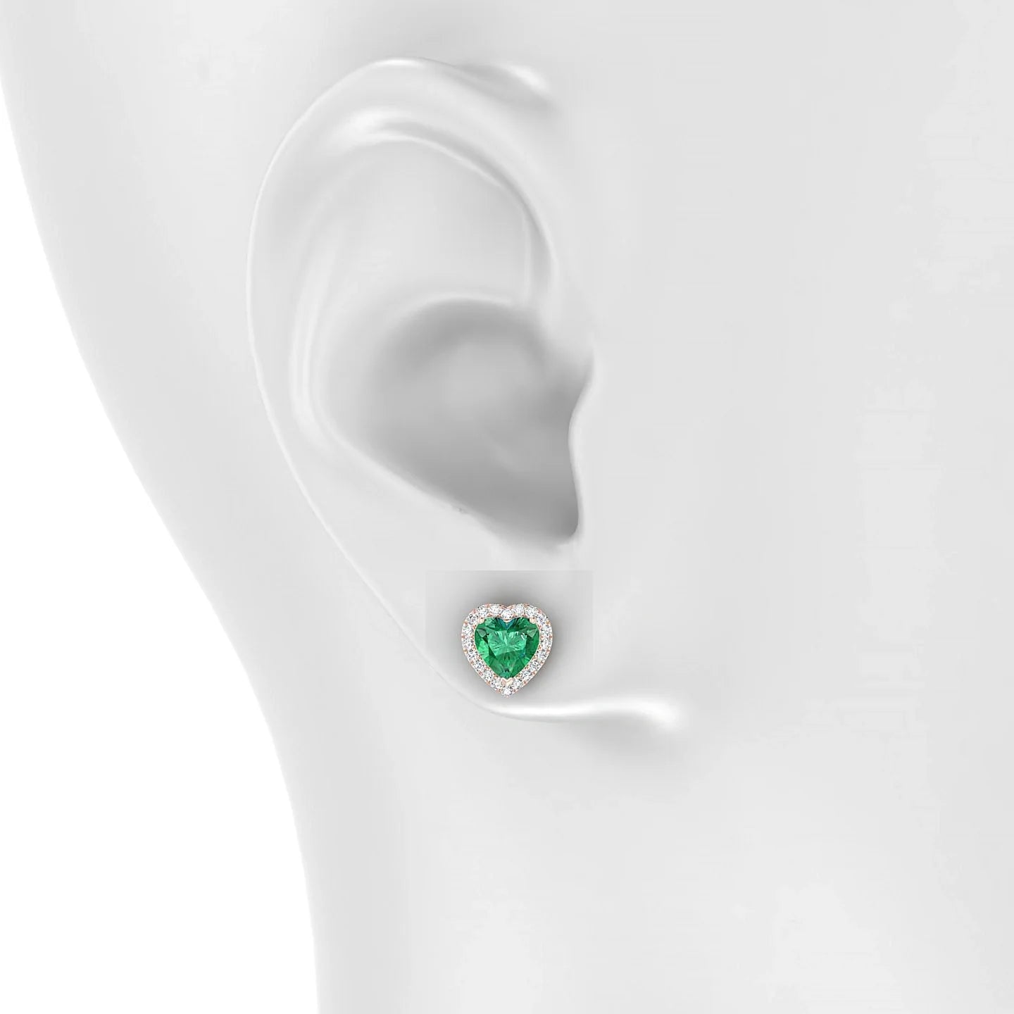 Solar | 18k Rose Gold 5.5 mm Heart Emerald Earrings