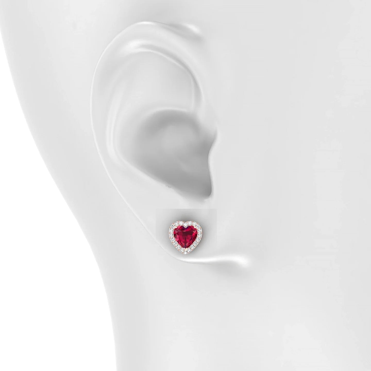 Solar | 18k Rose Gold 5.5 mm Heart Ruby Earrings