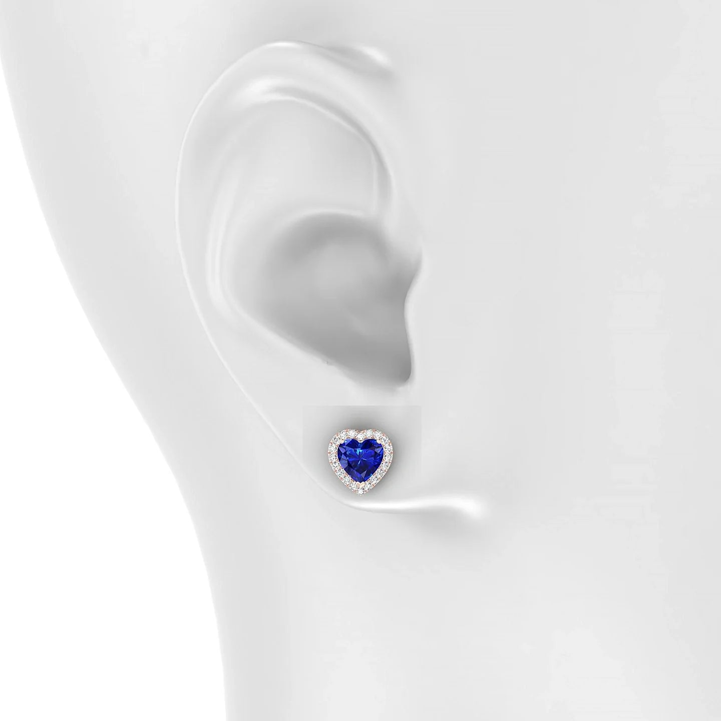 Solar | 18k Rose Gold 5.5 mm Heart Sapphire Earrings