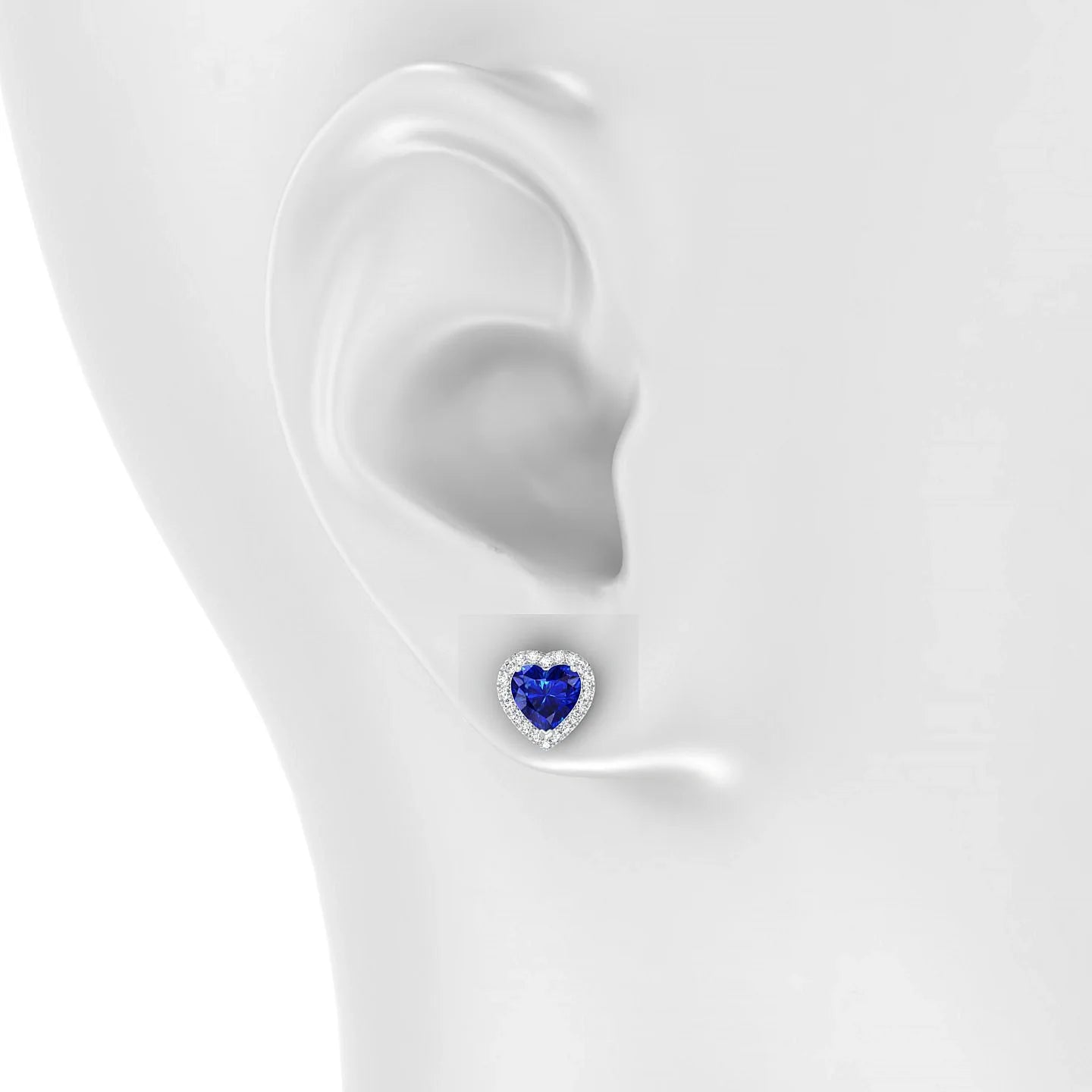Solar | 18k White Gold 5.5 mm Heart Sapphire Earrings