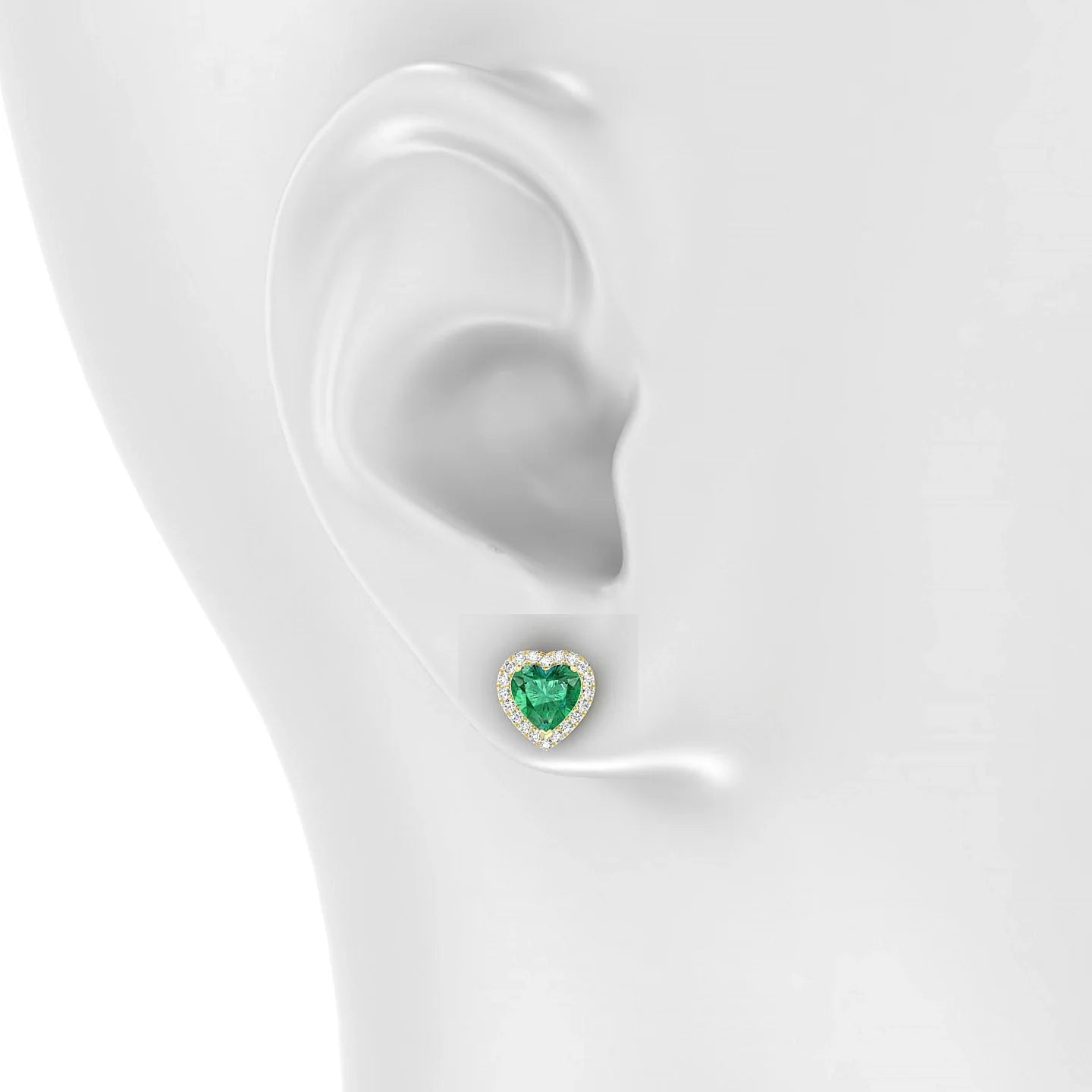 Solar | 18k Yellow Gold 5.5 mm Heart Emerald Earrings
