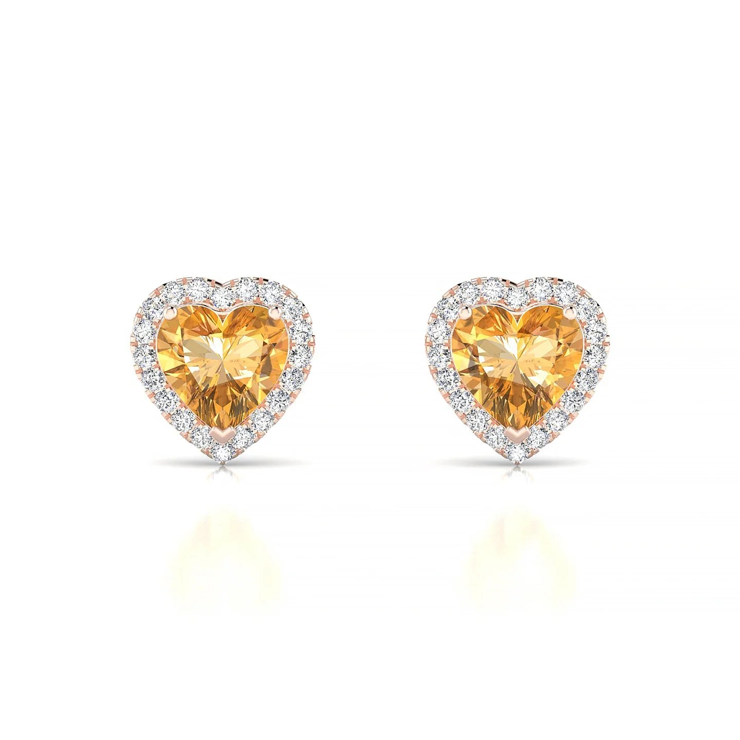 Solar | 18k Rose Gold 6 mm Heart Citrine Earrings