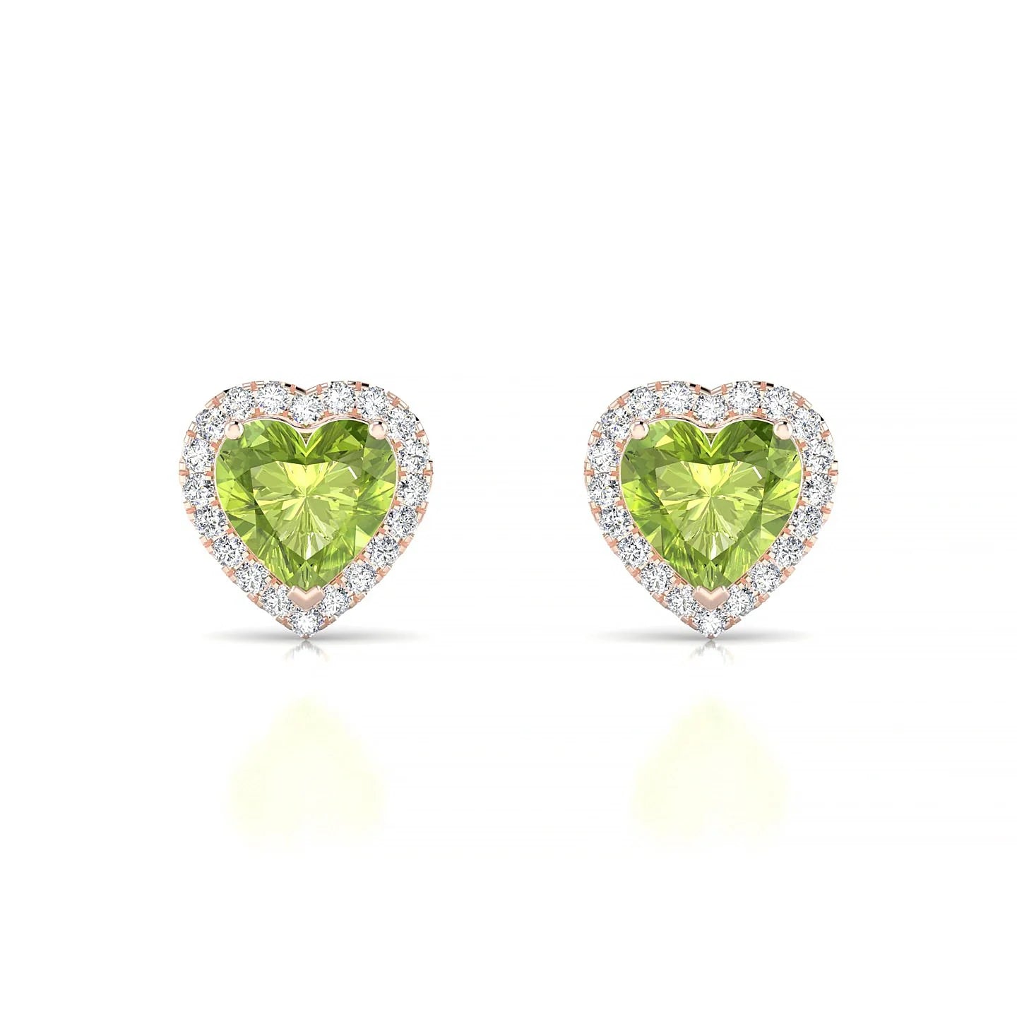 Solar | 18k Rose Gold 6 mm Heart Peridot Earrings