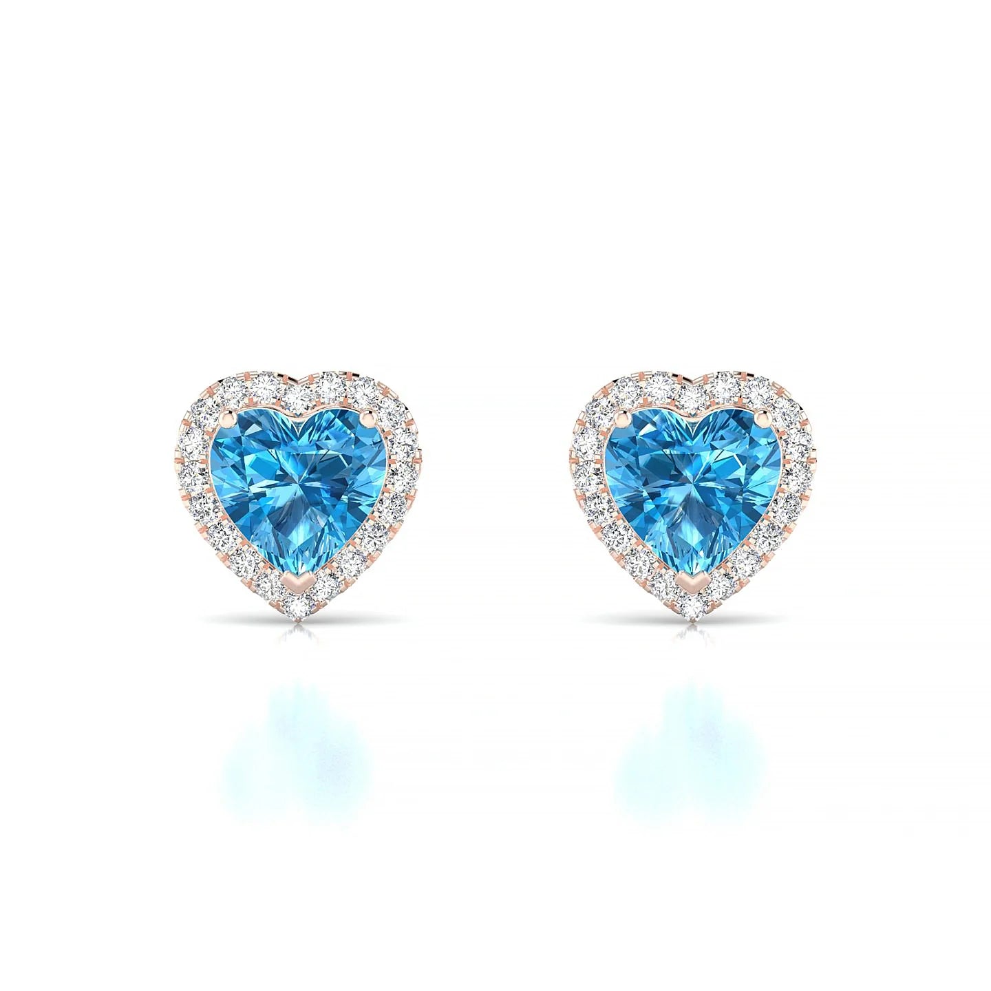 Solar | 18k Rose Gold 6 mm Heart Topaz Earrings