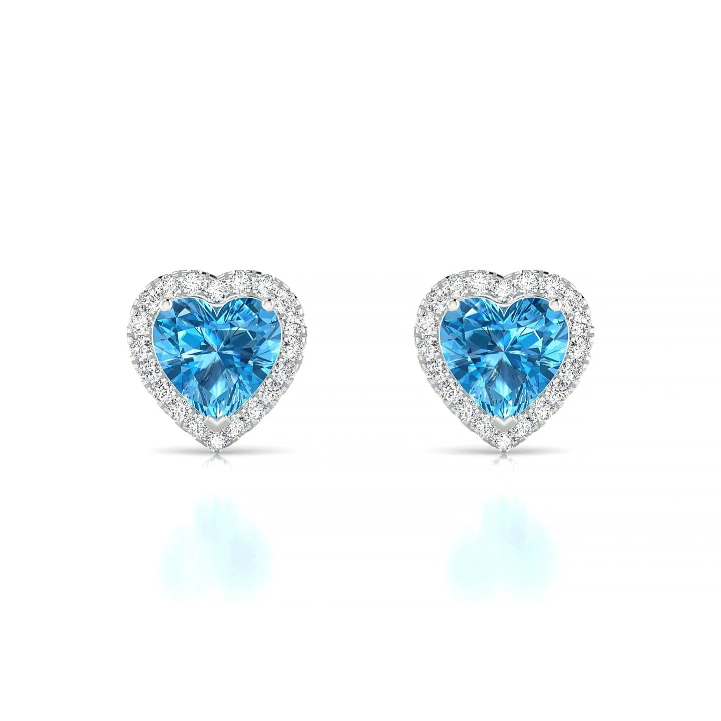 Solar | 18k White Gold 6 mm Heart Topaz Earrings