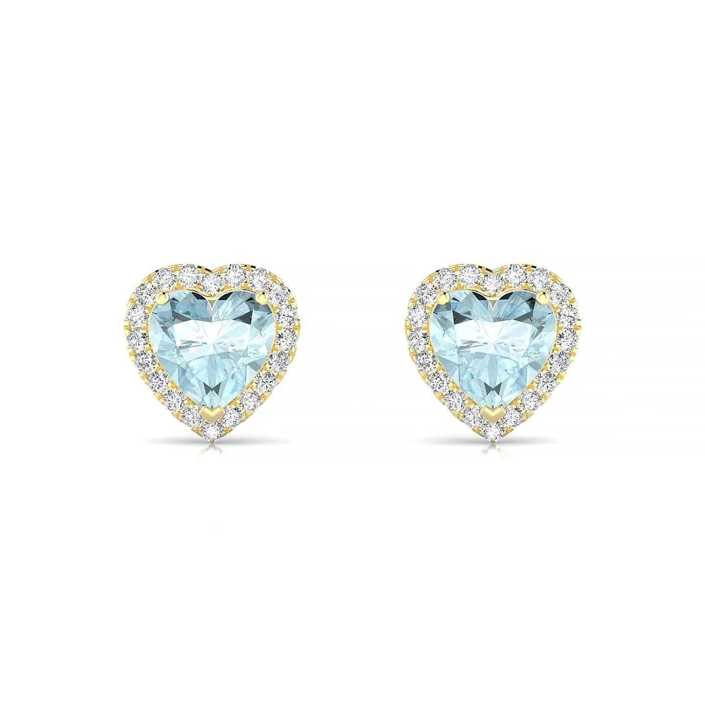 Solar | 18k Yellow Gold 6 mm Heart Aquamarine Earrings