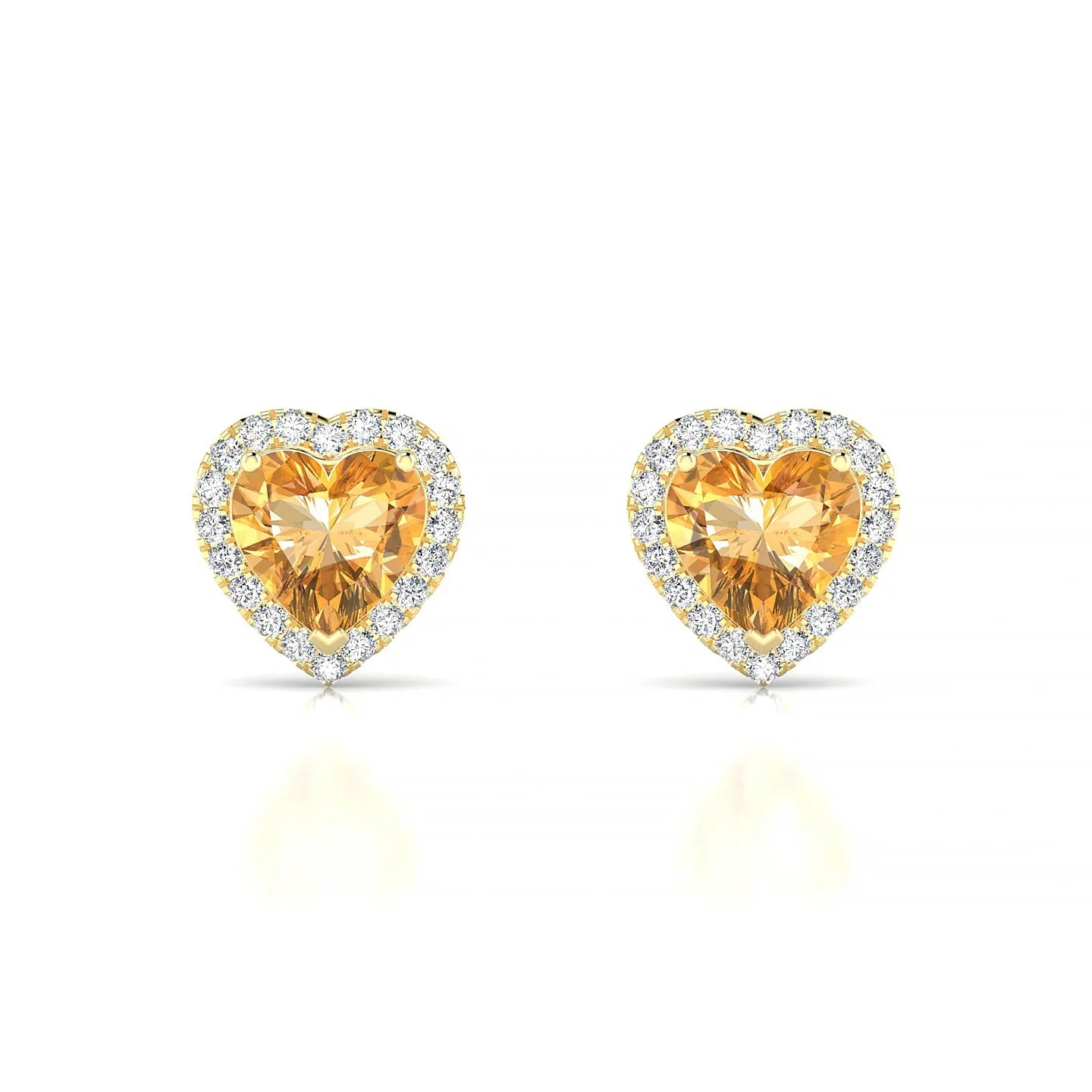 Solar | 18k Yellow Gold 6 mm Heart Citrine Earrings