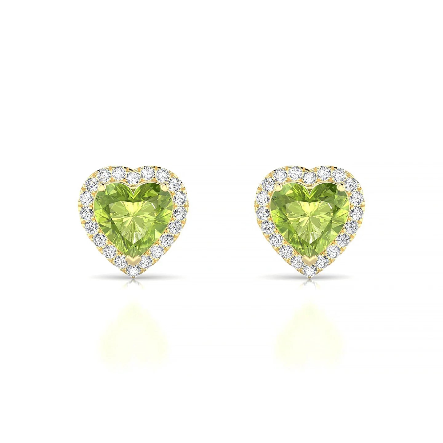 Solar | 18k Yellow Gold 6 mm Heart Peridot Earrings