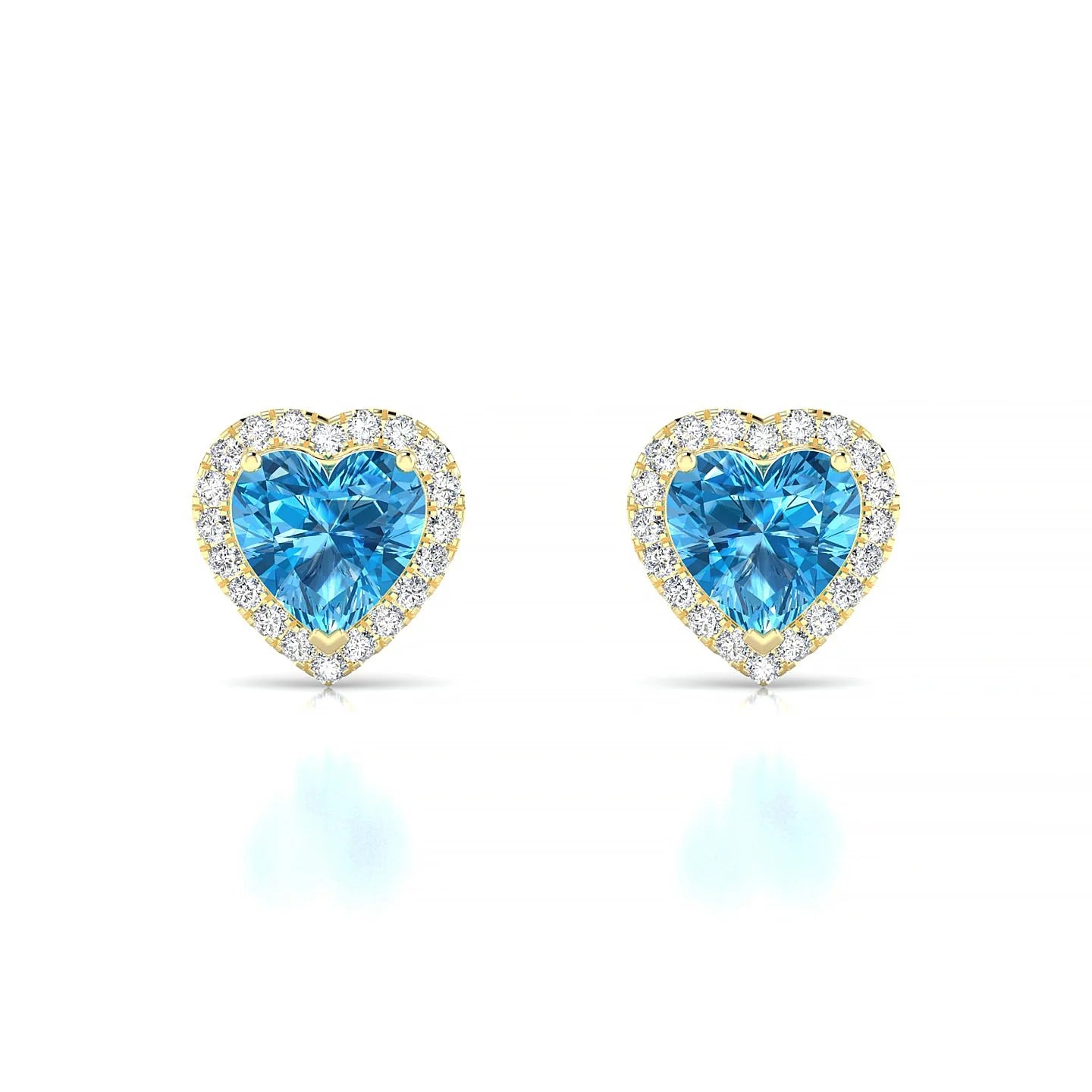 Solar | 18k Yellow Gold 6 mm Heart Topaz Earrings
