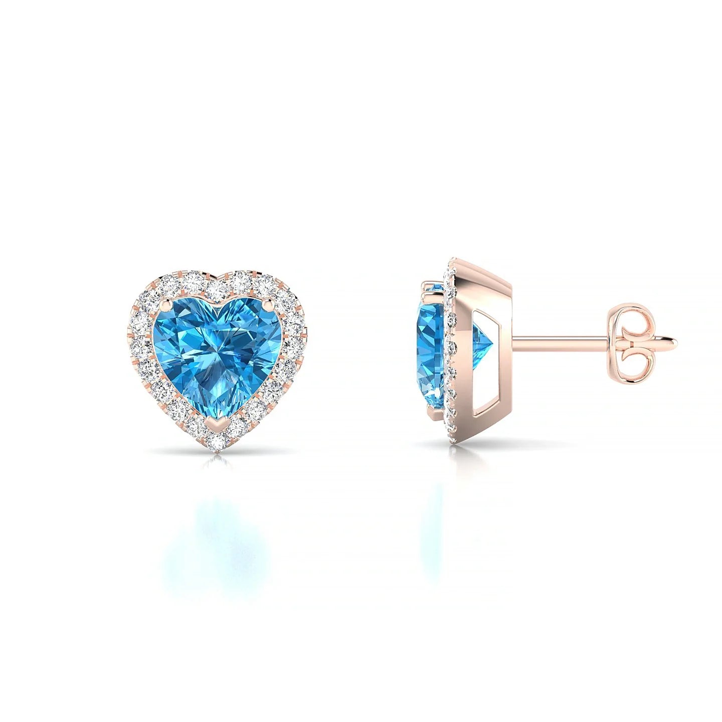Solar | 18k Rose Gold 6 mm Heart Topaz Earrings