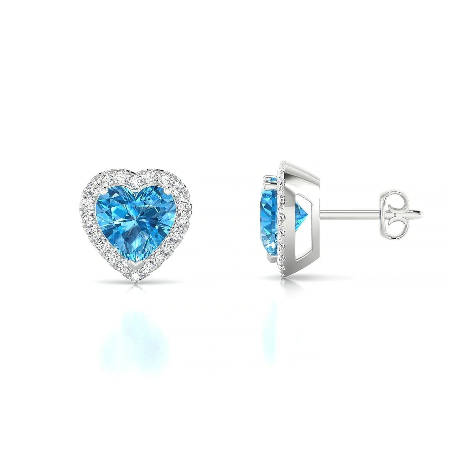 Solar | 18k White Gold 6 mm Heart Topaz Earrings