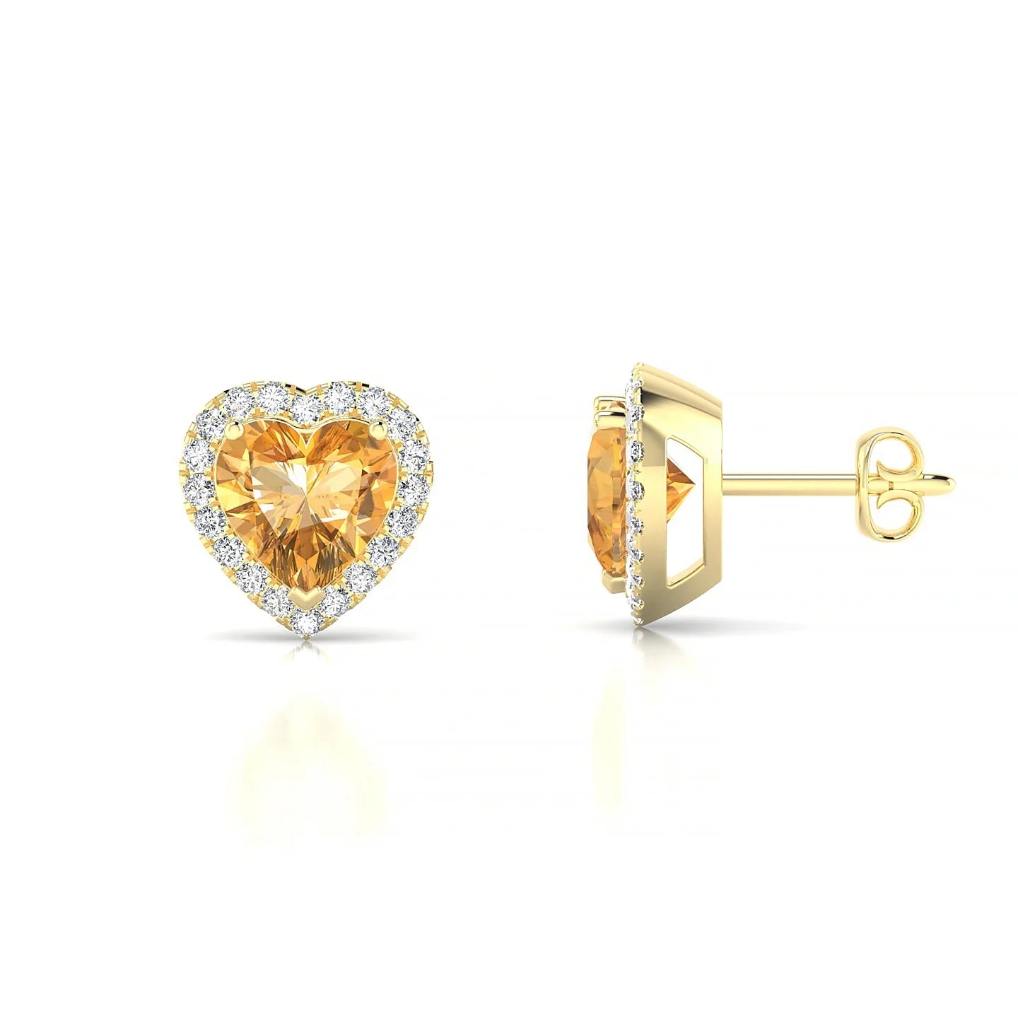 Solar | 18k Yellow Gold 6 mm Heart Citrine Earrings