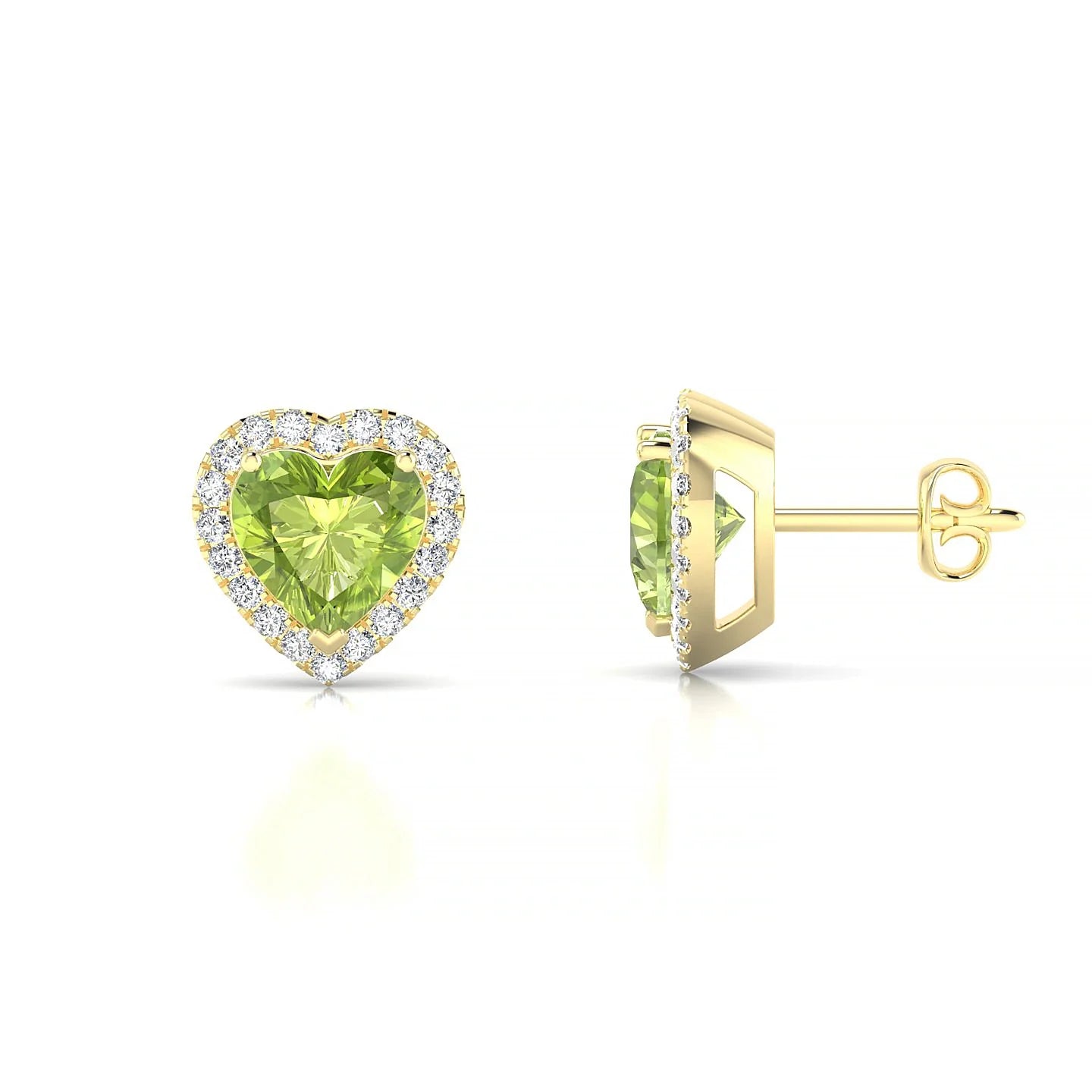 Solar | 18k Yellow Gold 6 mm Heart Peridot Earrings