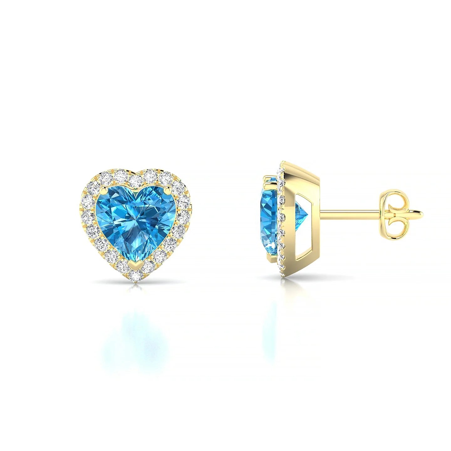 Solar | 18k Yellow Gold 6 mm Heart Topaz Earrings