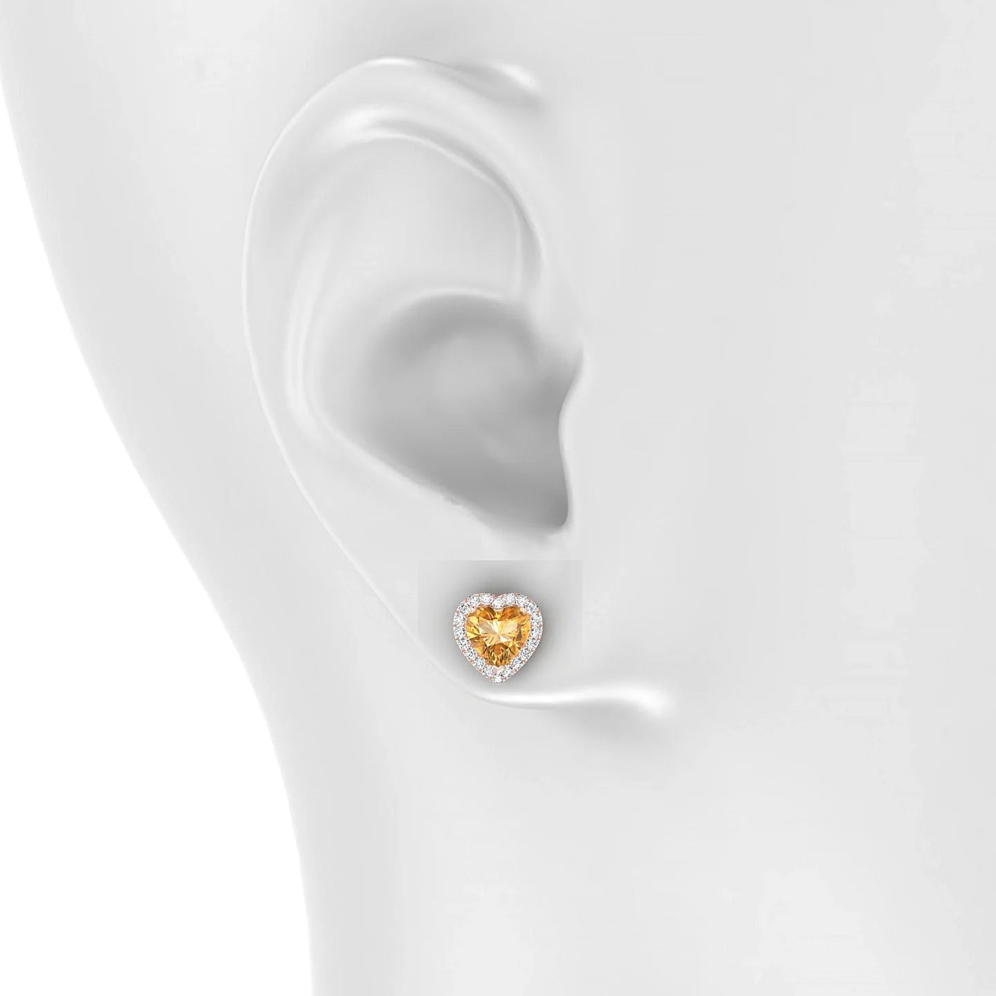 Solar | 18k Rose Gold 6 mm Heart Citrine Earrings