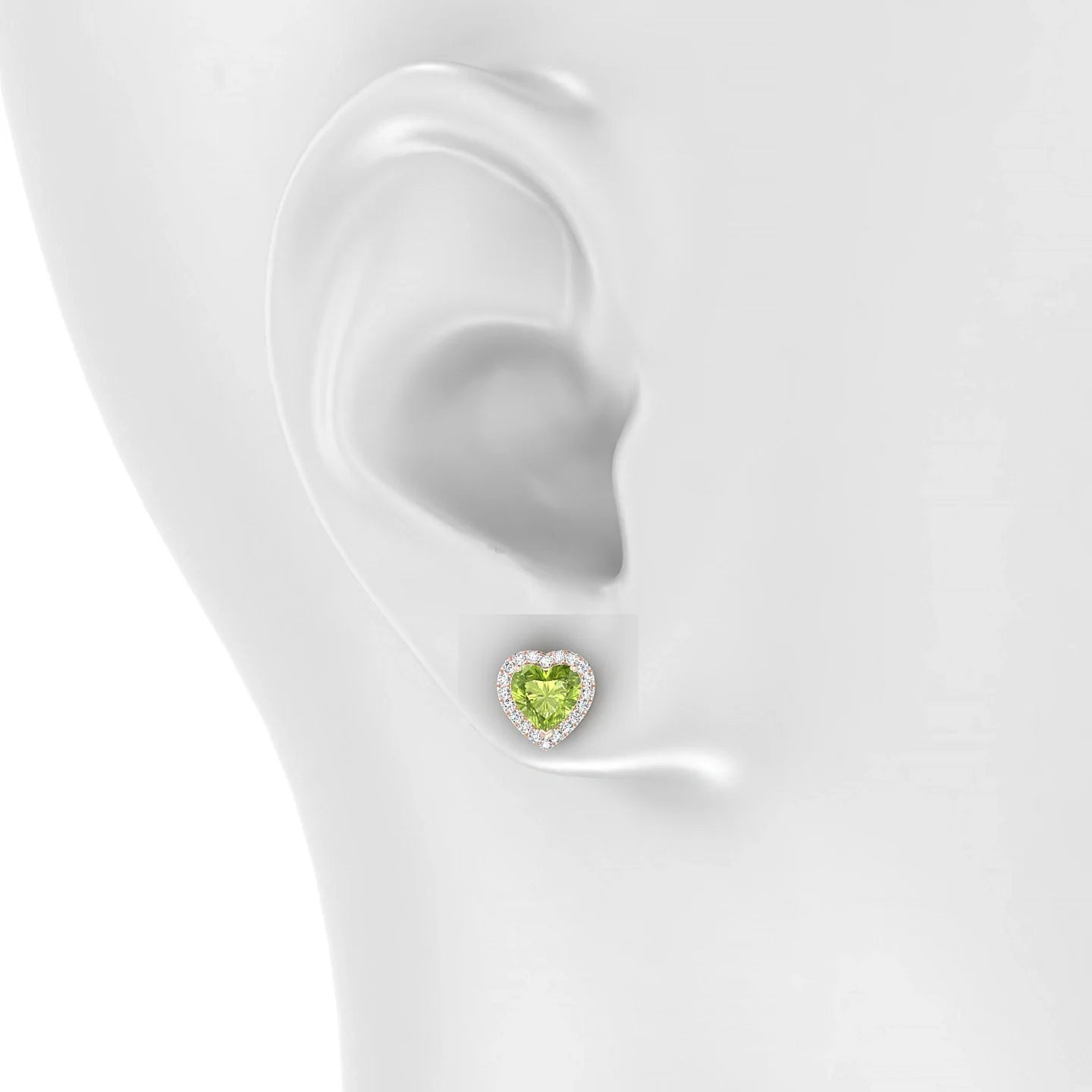 Solar | 18k Rose Gold 6 mm Heart Peridot Earrings