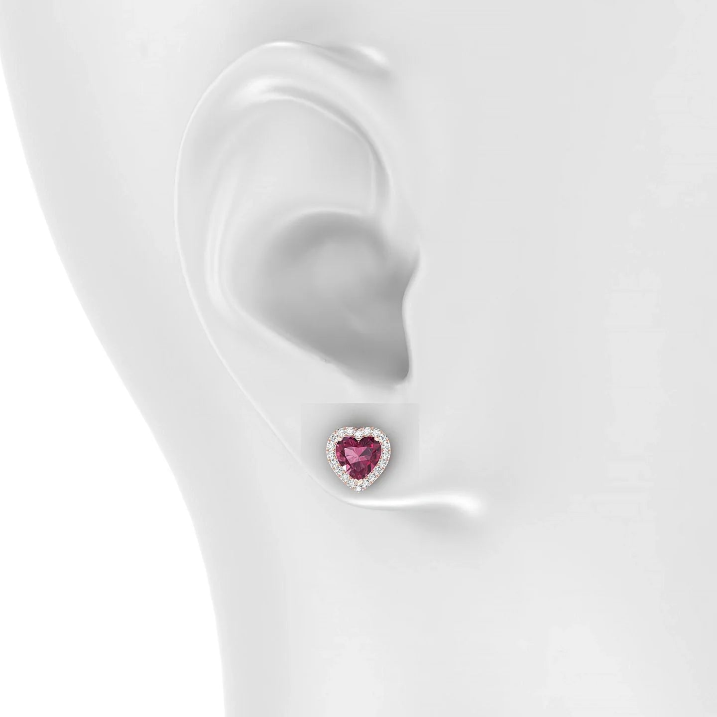 Solar | 18k Rose Gold 6 mm Heart Rhodolite Earrings