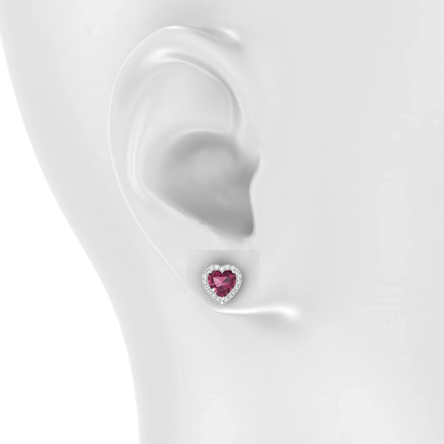 Solar | 18k White Gold 6 mm Heart Rhodolite Earrings