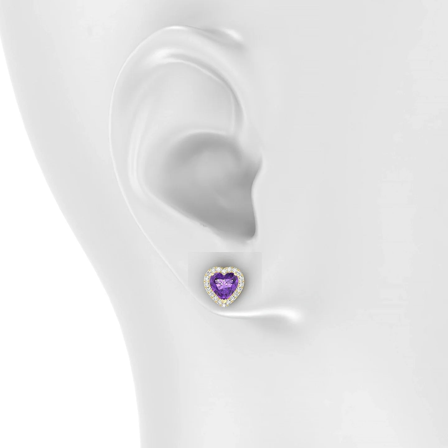 Solar | 18k Yellow Gold 6 mm Heart Amethyst Earrings