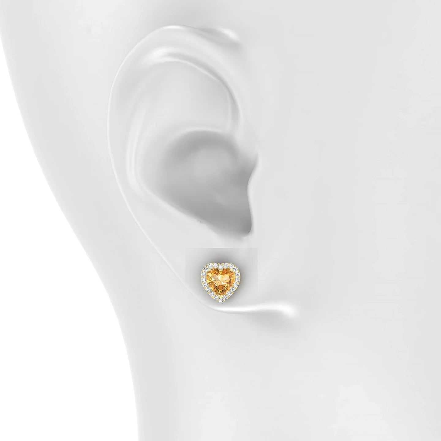 Solar | 18k Yellow Gold 6 mm Heart Citrine Earrings