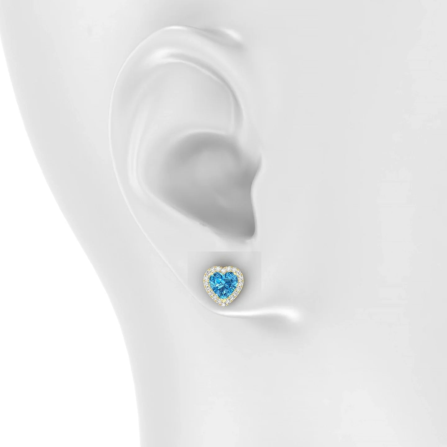 Solar | 18k Yellow Gold 6 mm Heart Topaz Earrings