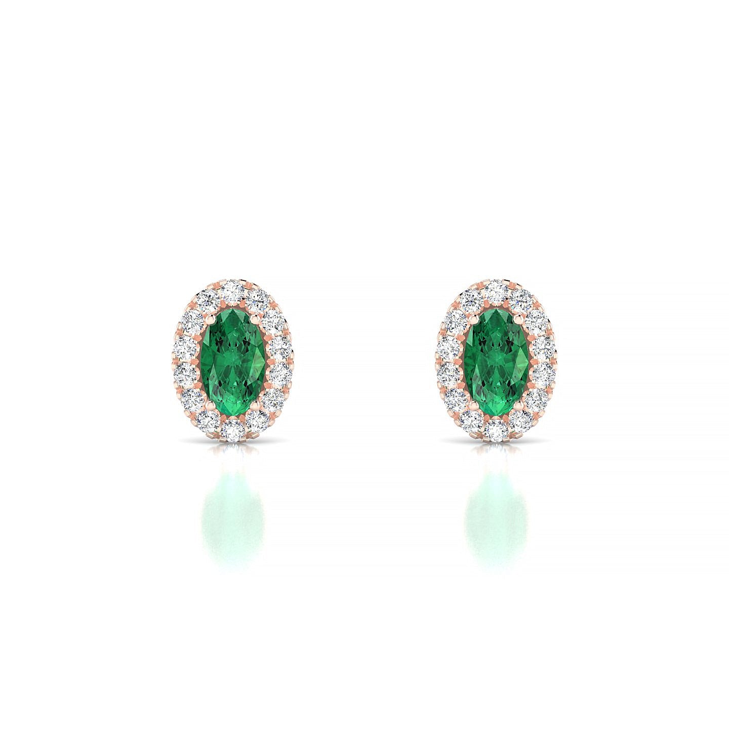 Solar | 18k Rose Gold 5 x 3 mm Oval Emerald Earrings